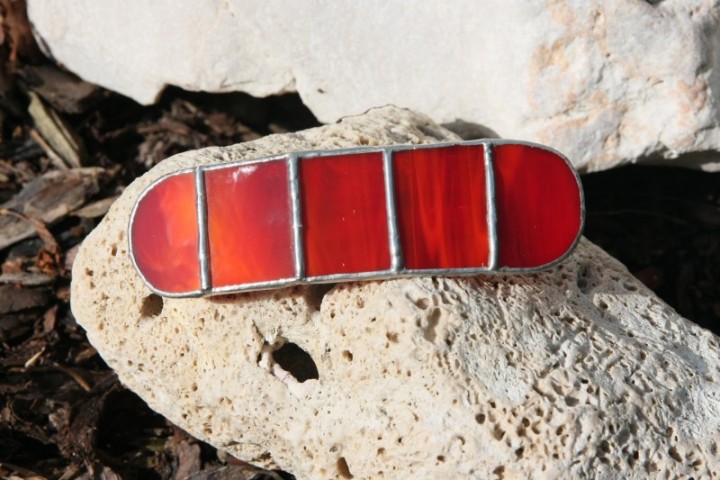 Spona červená - Lesní sklo