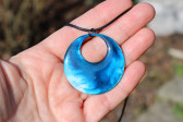 Modrý náhrdelník velký - Lesní sklo